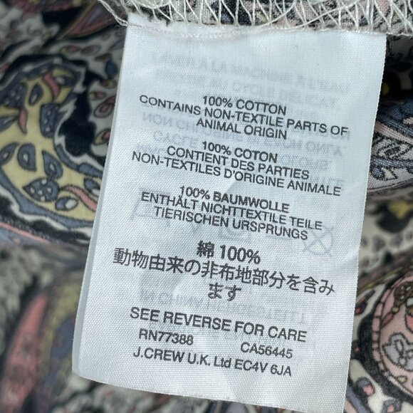 J Crew Liberty Art Fabrics Womens 2 Paisley Button Front Popover Shirt Blouse - Picture 5 of 11